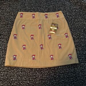 Tan and Pink Mini Skirt with Playful Embroidery for Casual Wear